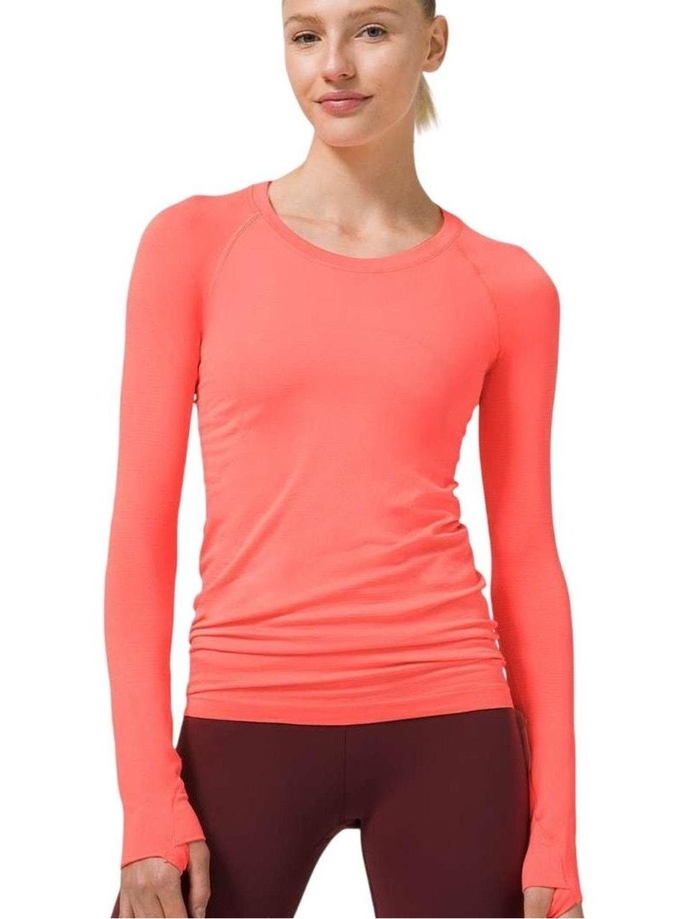 lululemon athletica Coral Pink Long Sleeve Active Top